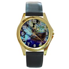 Blue Options 3 Round Gold Metal Watch by bestdesignintheworld