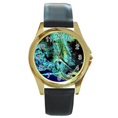 Blue Options 6 Round Gold Metal Watch by bestdesignintheworld