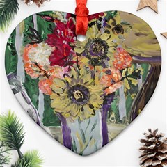 Sunflowers And Lamp Ornament (heart) by bestdesignintheworld