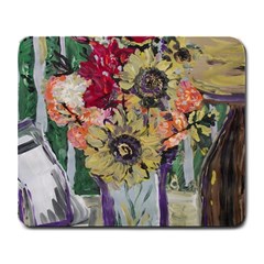 Sunflowers And Lamp Large Mousepads by bestdesignintheworld