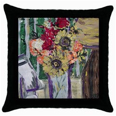 Sunflowers And Lamp Throw Pillow Case (black) by bestdesignintheworld