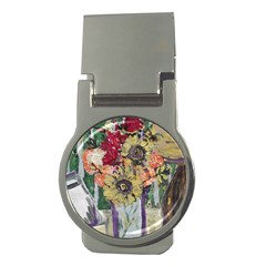 Sunflowers And Lamp Money Clips (round)  by bestdesignintheworld