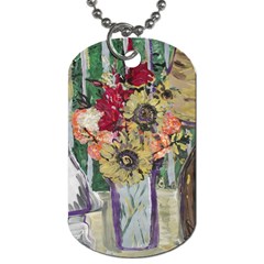 Sunflowers And Lamp Dog Tag (one Side) by bestdesignintheworld