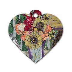 Sunflowers And Lamp Dog Tag Heart (one Side) by bestdesignintheworld