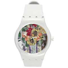 Sunflowers And Lamp Round Plastic Sport Watch (m) by bestdesignintheworld