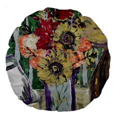 Sunflowers And Lamp Large 18  Premium Round Cushions by bestdesignintheworld