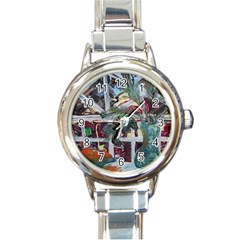 Still Life With Tangerines And Pine Brunch Round Italian Charm Watch by bestdesignintheworld