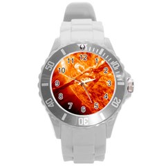 Spectacular Solar Prominence Round Plastic Sport Watch (l) by Sapixe