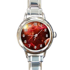 Space Red Round Italian Charm Watch by Sapixe