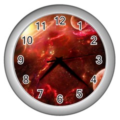 Space Red Wall Clocks (silver) 