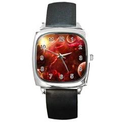 Space Red Square Metal Watch