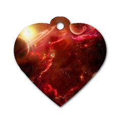 Space Red Dog Tag Heart (two Sides) by Sapixe