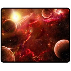 Space Red Double Sided Fleece Blanket (medium)  by Sapixe