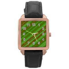 Stripes Course Texture Background Rose Gold Leather Watch  by Sapixe