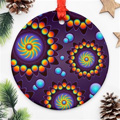 Texture Background Flower Pattern Ornament (round) by Sapixe