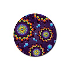 Texture Background Flower Pattern Rubber Coaster (round)  by Sapixe