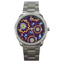 Texture Background Flower Pattern Sport Metal Watch by Sapixe