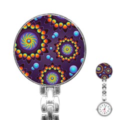 Texture Background Flower Pattern Stainless Steel Nurses Watch by Sapixe