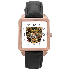 Tattoo Art Print Traditional Artwork Lighthouse Wave Rose Gold Leather Watch  by Sapixe