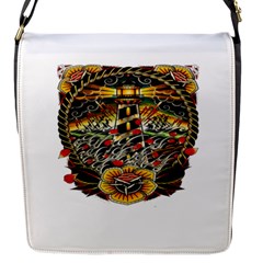 Tattoo Art Print Traditional Artwork Lighthouse Wave Flap Messenger Bag (s) by Sapixe