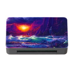 Sunset Orange Sky Dark Cloud Sea Waves Of The Sea, Rocky Mountains Art Memory Card Reader With Cf by Sapixe