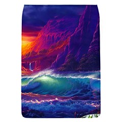 Sunset Orange Sky Dark Cloud Sea Waves Of The Sea, Rocky Mountains Art Flap Covers (s)  by Sapixe