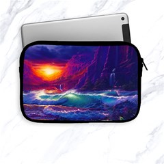 Sunset Orange Sky Dark Cloud Sea Waves Of The Sea, Rocky Mountains Art Apple Ipad Mini Zipper Cases by Sapixe