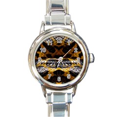 Textures Snake Skin Patterns Round Italian Charm Watch