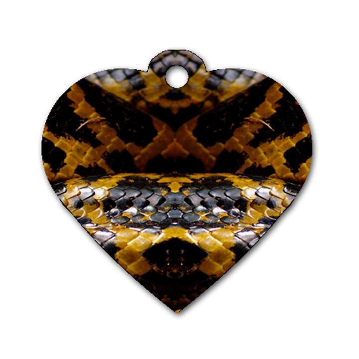 Textures Snake Skin Patterns Dog Tag Heart (One Side)