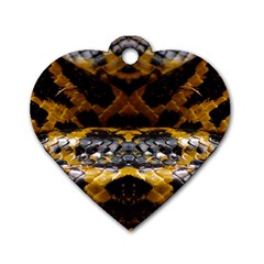 Textures Snake Skin Patterns Dog Tag Heart (Two Sides)