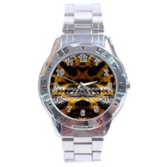 Textures Snake Skin Patterns Stainless Steel Analogue Watch