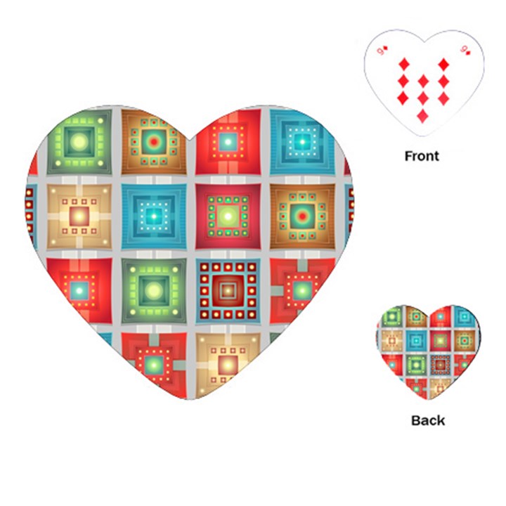 Tiles Pattern Background Colorful Playing Cards (Heart) 