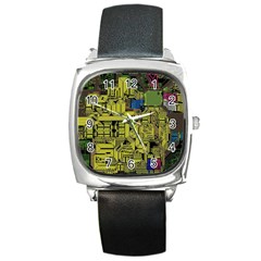 Technology Circuit Board Square Metal Watch by Sapixe