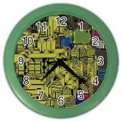 Technology Circuit Board Color Wall Clocks by Sapixe