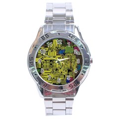 Technology Circuit Board Stainless Steel Analogue Watch by Sapixe