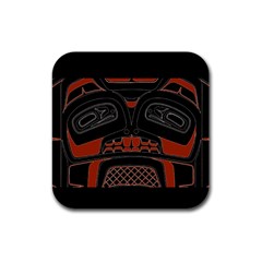 Traditional Northwest Coast Native Art Rubber Square Coaster (4 Pack)  by Sapixe