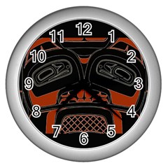 Traditional Northwest Coast Native Art Wall Clocks (silver)  by Sapixe