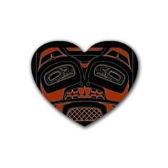 Traditional Northwest Coast Native Art Rubber Coaster (heart)  by Sapixe