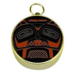 Traditional Northwest Coast Native Art Gold Compasses by Sapixe