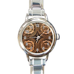 The Art Of Batik Printing Round Italian Charm Watch by Sapixe