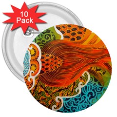 The Beautiful Of Art Indonesian Batik Pattern 3  Buttons (10 pack) 