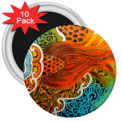 The Beautiful Of Art Indonesian Batik Pattern 3  Magnets (10 pack) 