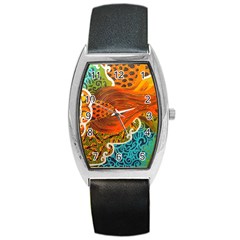 The Beautiful Of Art Indonesian Batik Pattern Barrel Style Metal Watch