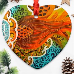 The Beautiful Of Art Indonesian Batik Pattern Heart Ornament (Two Sides)