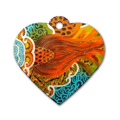 The Beautiful Of Art Indonesian Batik Pattern Dog Tag Heart (Two Sides)