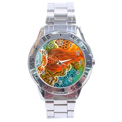 The Beautiful Of Art Indonesian Batik Pattern Stainless Steel Analogue Watch