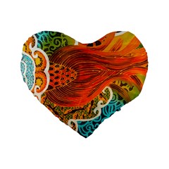 The Beautiful Of Art Indonesian Batik Pattern Standard 16  Premium Heart Shape Cushions by Sapixe