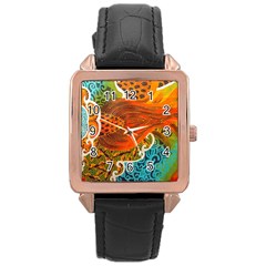 The Beautiful Of Art Indonesian Batik Pattern Rose Gold Leather Watch  by Sapixe