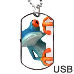 Tree Frog Illustration Dog Tag Usb Flash (one Side) by Sapixe