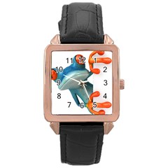 Tree Frog Illustration Rose Gold Leather Watch  by Sapixe